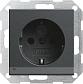 Розетка Gira System 55 Schuko с/з со шторками подсветкой 16A 250V безвинтовой зажим антрацит 117028 - фото №1