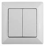 Выключатель двухклавишный ЭРА Intro Solo 10A 250V белый 4-104-01 Б0043284