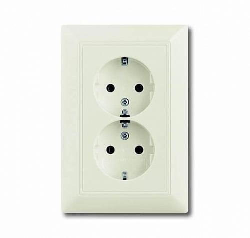 Розетка двойная ABB Basic55 Schuko с/з 16A 250V безвинтовой зажим chalet-белый 2CKA002014A1478