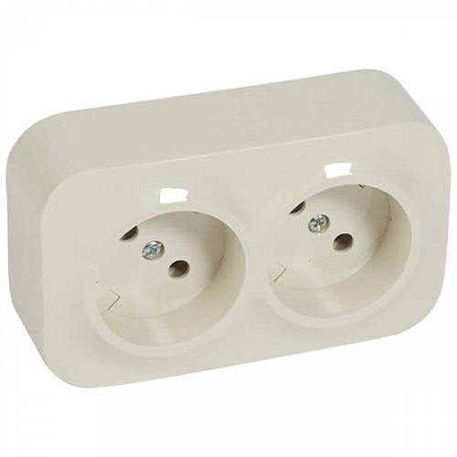 Розетка 2х2К Legrand Quteo 16A 250V б/з слоновая кость 782242