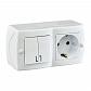 Выключатель - розетка Mono Electric Octans IP20 двухклавишный - 2К+З белый 104-010101-181 - фото №1