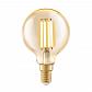 Лампа светодиодная филаментная Eglo E14 4W 2200K янтарная 11782 - фото №1