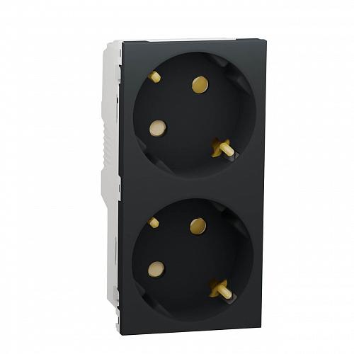 Розетка двойная Schneider Electric Unica New Modular с/з со шторками NU306754A