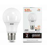 Лампа светодиодная Gauss E27 7W 3000K матовая 23217A