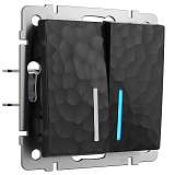 Выключатель Werkel Hammer двухклавишный с подсветкой черный W1220108 4690389162374