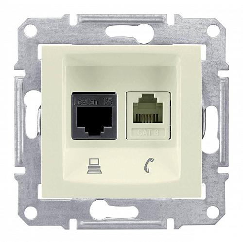Розетка телефонная RJ-11 и Ethernet RJ-45 Schneider Electric Sedna UTP SDN5100147