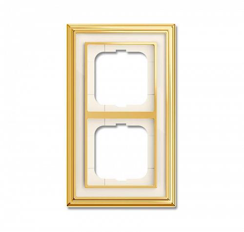 Рамка 2-постовая ABB Dynasty латунь полированная/белое стекло 2CKA001754A4561