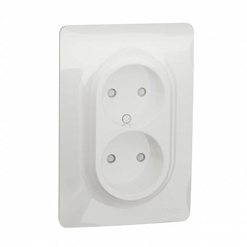 Розетка двойная Schneider Electric Unica New б/з со шторками NU206318