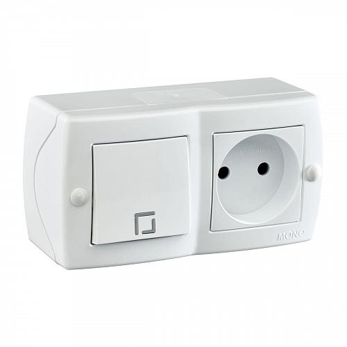 Выключатель - розетка Mono Electric Octans IP20 одноклавишный - 2К белый 104-010101-185