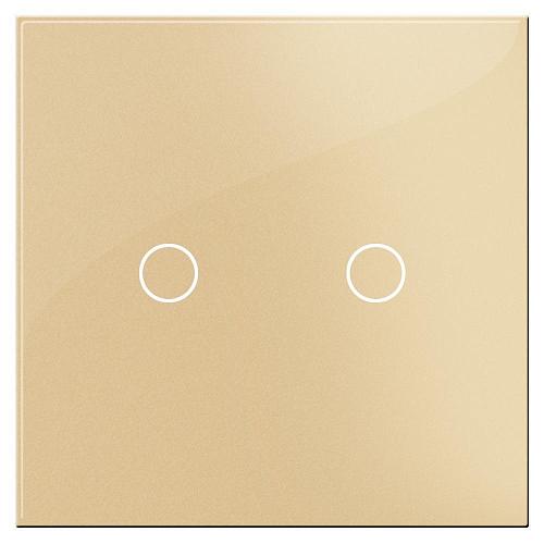 Выключатель сенсорный двухклавишный Hiper золото S1G2-01G