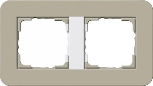 Рамка 2-постовая Gira E3 серо-бежевый/белый глянцевый 0212418