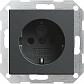 Розетка Gira System 55 Schuko с/з со шторками 16A 250V безвинтовой зажим антрацит 045328 - фото №1