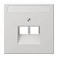 Накладка 2-ой наклонной телефонной/компьютерной розетки с полем для надписи Jung LS 990 светло-серая LS969-2NAUALG - фото №1