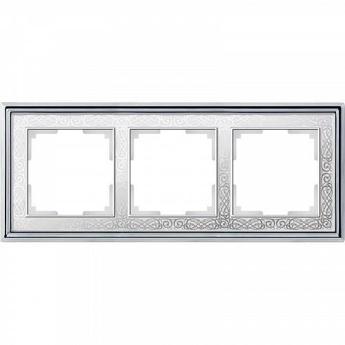 Рамка Werkel Palacio Gracia на 3 поста хром/белый WL77-Frame-03 4690389126093