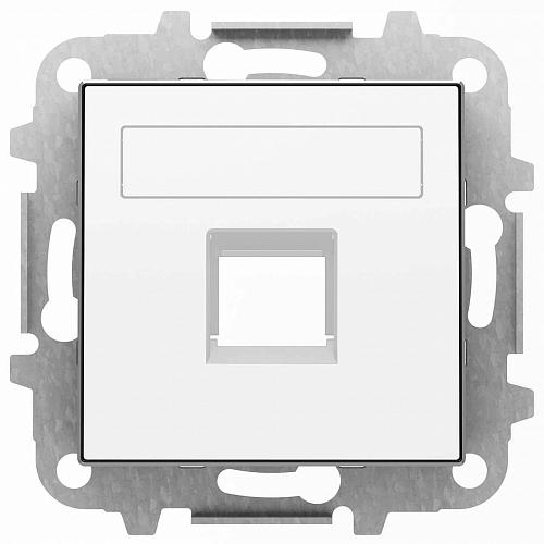 Лицевая панель ABB Sky розетки RJ12/RJ45 со шторками полем для надписи альпийский белый 2CLA851810A1101