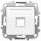 Лицевая панель ABB Sky розетки RJ12/RJ45 со шторками полем для надписи альпийский белый 2CLA851810A1101 - фото №1