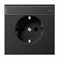 Розетка с заземлением с полем для надписи безвинтовой зажим Jung LS 990 антрацит AL2520NAAN - фото №1