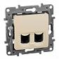 Розетка компьютерная 2хRJ45 Legrand Etika 5 кат UTP слоновая кость 672355 - фото №1