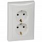 Розетка 2x2К+З Legrand Valena 16A 250V с/з со шторками винтовой зажим белая 774427 - фото №1
