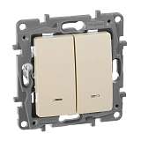 Выключатель двухклавишный Legrand Etika с подсветкой 10A 250V слоновая кость 672304