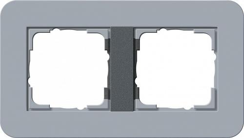 Рамка 2-постовая Gira E3 серо-голубой/антрацит 0212424