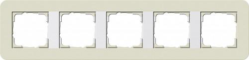 Рамка 5-постовая Gira E3 песочный/белый глянцевый 0215417