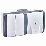 Розетка 2-я Mono Electric Octans IP54 16A 250V бело-серый 154-020001-181