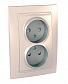 Розетка двойная Schneider Electric Unica б/з со шторками 10A 250V MGU23.063.25D - фото №1