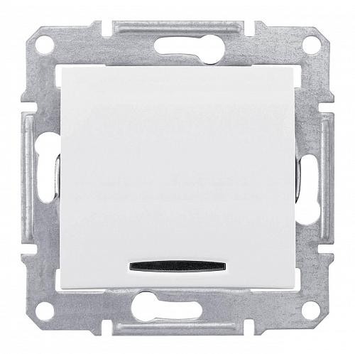 Выключатель одноклавишный 2P с красной подсветкой Schneider Electric Sedna 16A 250V SDN0201221