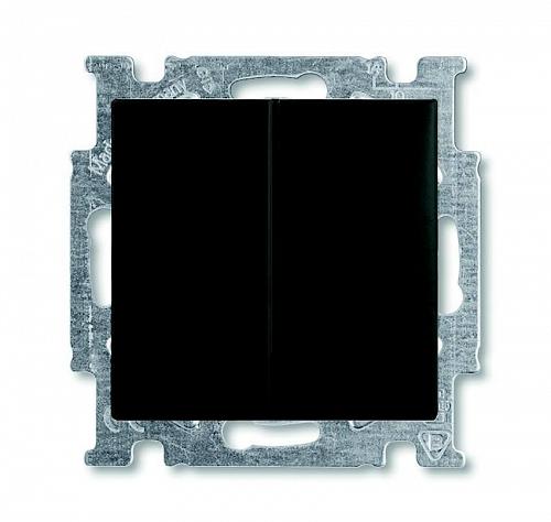 Выключатель двухклавишный ABB Basic55 10A 250V с подсветкой chateau-черный 2CKA001012A2178