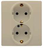 Розетка 2X2К+З Legrand Etika 16A 250V с/з со шторками безвинтовой зажим немецкий стандарт слоновая кость 672333