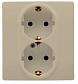 Розетка 2X2К+З Legrand Etika 16A 250V с/з со шторками безвинтовой зажим немецкий стандарт слоновая кость 672333 - фото №1