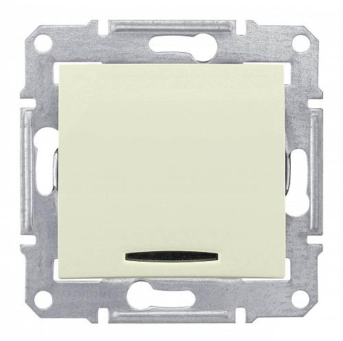 Выключатель кнопочный с синей подсветкой Schneider Electric Sedna 10A 250V SDN1600147