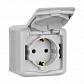Розетка 2К+З Legrand Quteo 16A 250V с/з со шторками крышкой серая 782351 - фото №1