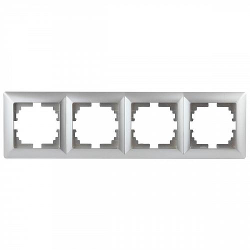Рамка 4-постовая ЭРА Intro Solo серебро 4-504-03 Б0043426