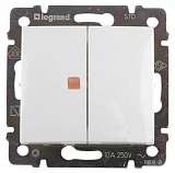 Переключатель двухклавишный Legrand Valena 10A 250V с подсветкой белый 774445