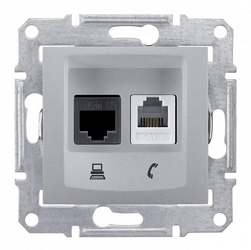 Розетка телефонная RJ-11 и Ethernet RJ-45 Schneider Electric Sedna UTP SDN5200160