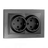 Розетка 2К+З двойная Mono Electric Despina 16A 250V винтовое подключение графит 102-202004-120