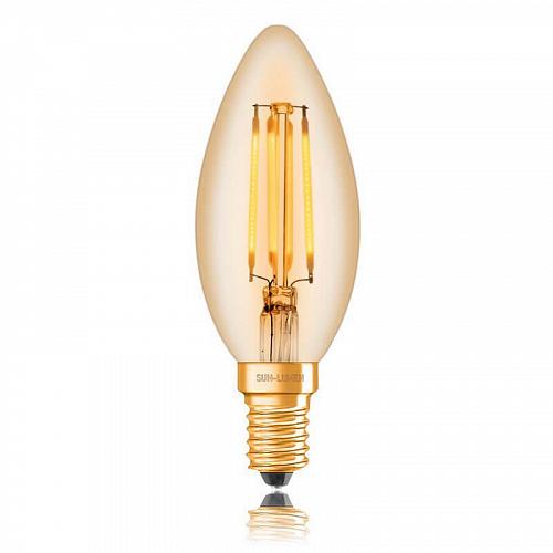 Лампа светодиодная филаментная диммируемая E14 4W 2200K золотая 057-332