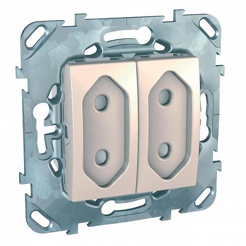 Розетка двухмодульная Schneider Electric Unica б/з со шторками 10A 250V MGU5.3131.25ZD
