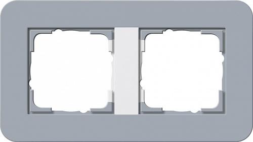 Рамка 2-постовая Gira E3 серо-голубой/белый глянцевый 0212414