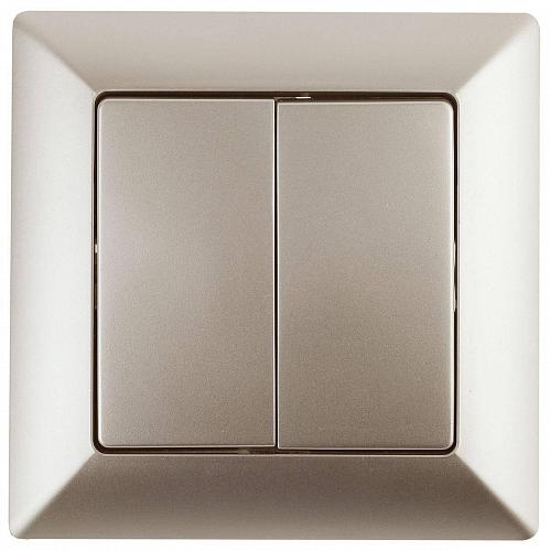 Выключатель двухклавишный ЭРА Intro Solo 10A 250V шампань 4-104-04 Б0043287