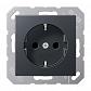 Розетка с заземлением безвинтовой зажим Jung A 500 антрацит A1520BFANM - фото №1