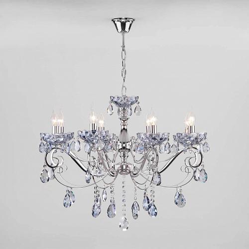 Подвесная люстра Eurosvet Escada 10109/8 хром/лазурный хрусталь Strotskis