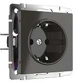 Розетка с заземлением и шторками серо-коричневая WL07-SKGS-01-IP44 4690389054068