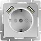 Розетка Werkel с заземлением, шторками и USBх2 серебряный WL06-SKGS-USBx2-IP20 4690389073212 - фото №1