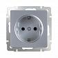 Розетка с заземлением Werkel WL06-10-01 безвинтовой зажим серебряная 4690389126246 - фото №1