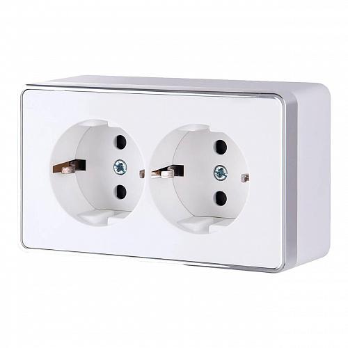 Розетка Werkel двойная с заземлением Gallant белая WL15-02-03 4690389102103
