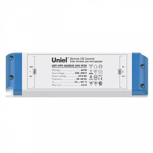 Блок питания 05833) Uniel 24V 60W IP20 2,5A UET-VPF-060B20