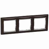 Рамка 3-постовая Legrand Valena темное дерево/серебряный штрих 770373